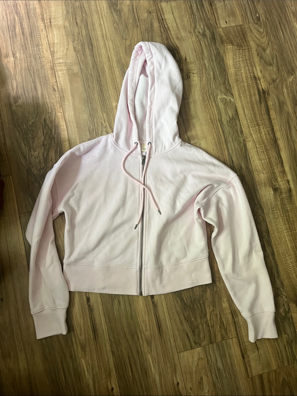 Universal Thread Light Pink Crop Zip-Up Cropped Hoodie - Women M